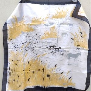Elegant Horse Print Scarf in Yellow and Gray